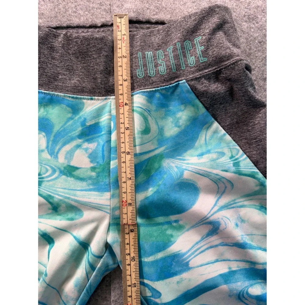 Justice Leggings Girls Blue Green Marble Gray Colorblock Athletic Activewear